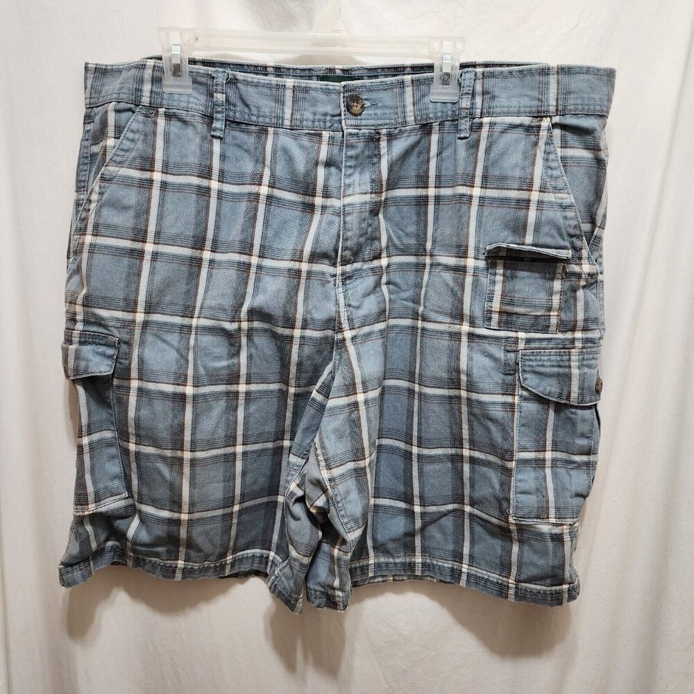Outdoor Life Mens Blue Plaid Cargo Hiking Shorts Size‎ 42 Cotton Regular Fit